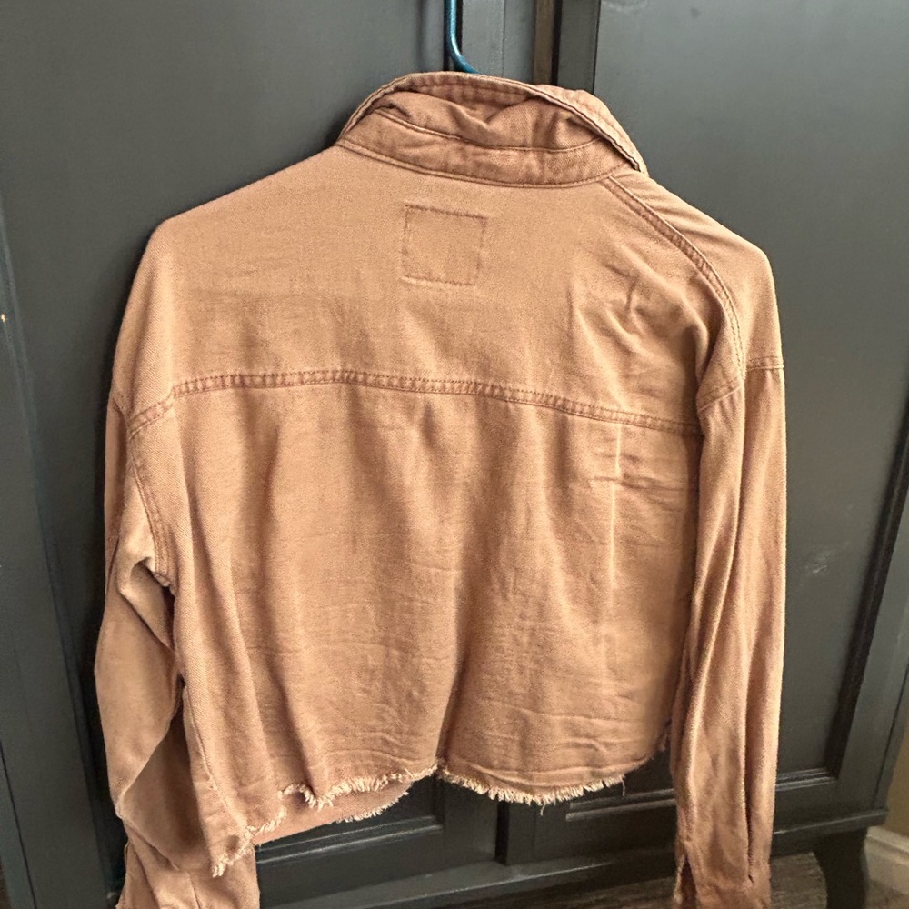 Black Label Tan Jean Jacket Cropped Style